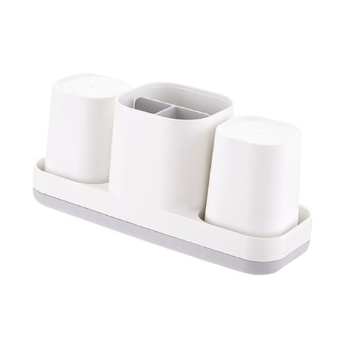 BESTYASH Zahnbürstenhalter aus Lebensmittelechtem Abs Weiß mit Becher und Zahnpastaständer Badezimmer Organizer für Hygiene und Aufbewahrung von BESTYASH