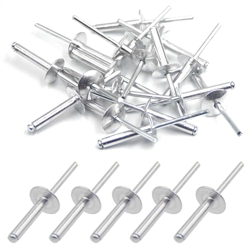 BESTYCHAO 50 Stück Aluminium-Blindnieten mit großem Flansch 4,8mm x 25mm, 50er-Pack (Silber) von BESTYCHAO