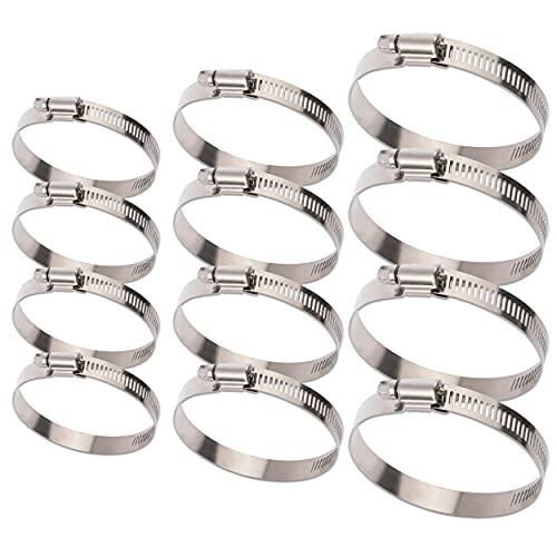 BESTYCHAO 12 Stück 2 Zoll 3 Zoll 4 Zoll Edelstahl Schneckengewinde-Schlauchschellen, verstellbare Schlauchschellen 27-51mm 52-76mm 78-102mm (Silber) BESTYCHAO 12 Stück 2 Zoll 3 Zoll 4 Zoll Edelstahl Schneckengewinde-Schlauchschellen, verstellbare Schlauchschellen 27-51mm 52-76mm 78-102mm (Silber) von BESTYCHAO