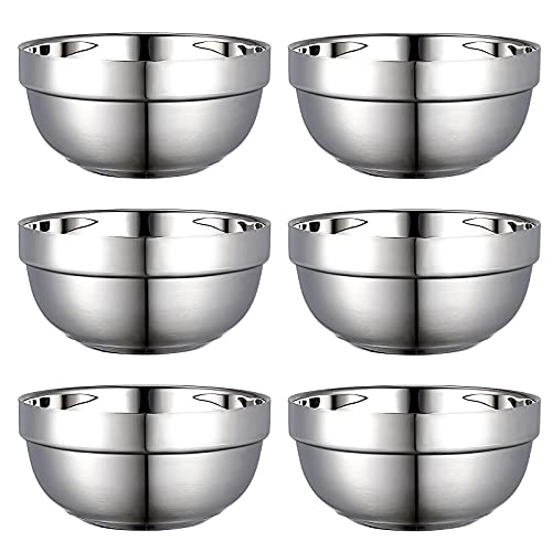 13 cm Doppelschicht Edelstahl Schalen Anti-hei?e Isolierte Sch¨¹ssel Kind Suppe Sch¨¹ssel Familie Geschirr Reis Sch¨¹sseln (6pcs) von BESTonZON