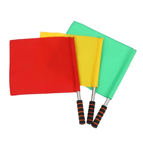3 Stück Teiliges Kommandierende Schiedsrichterflaggen Handwaving Flags für Sportwettbewerbe Verkehrswarnflaggen Langlebig von BESTonZON