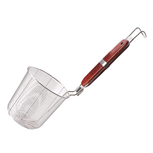 BESTONZON 2pcs Edelstahl Sieb Korb Holzgriff Draht Mesh Lebensmittel Skimmer K¨¹che Sieb f¨¹r Nudeln Nudel (12,5 cm) von BESTonZON