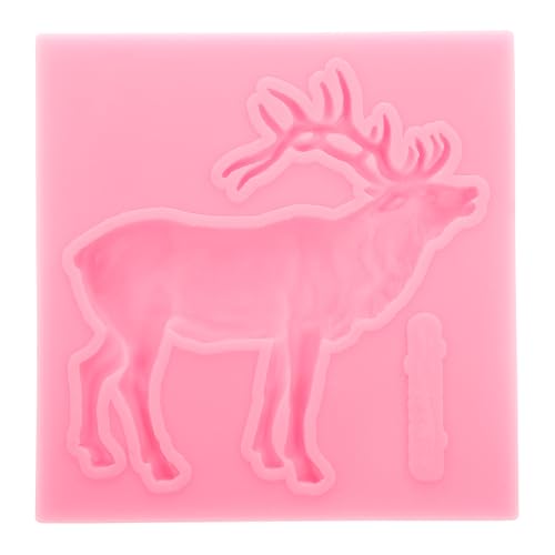 BESTONZON Weihnachten Hirsch Elk Silikon Backform Seife Schokolade Süßigkeiten Fondant Mold Küche Backen Werkzeug (Rosa) von BESTonZON