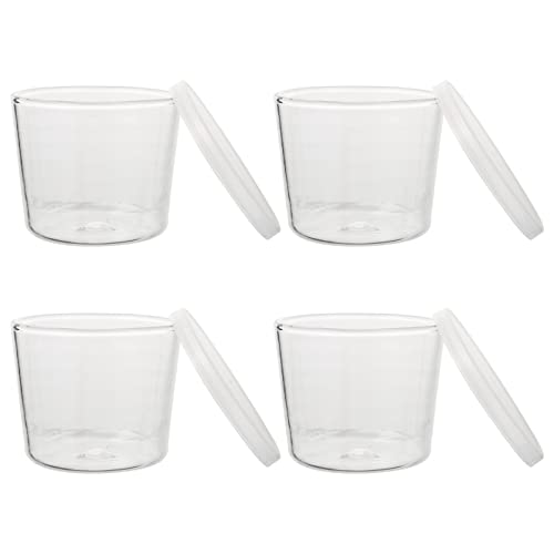 BESTonZON 1 Satz 4st Milchpuddingbecher Moussegläser Aus Glas Klare Joghurtgläser Joghurtbecher Aus Glas Milchglas Aus Glas Geleegläser Aus Glas Puddinggläser Aus Glas Weinglas Mit Deckel von BESTonZON