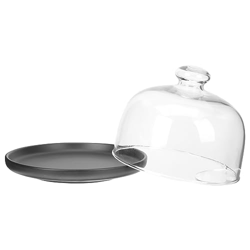 BESTonZON 1Satz Tortenplatte mit Haube Servierplatte aus Keramik und Transparente Tortenständer für Kuchen Desserts Früchte und Snacks für Hochzeiten und Partys von BESTonZON