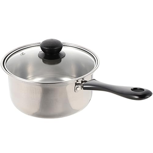BESTonZON 1 Satz Topf Aus Edelstahl Mini-kochtopf Kleiner Kochtopf Kleiner Suppentopf Topf Auf Dem Suppentopf Nudelpfanne Bratpfanne Soßenpfanne Auf Dem Herd Mit Deckel Glas von BESTonZON