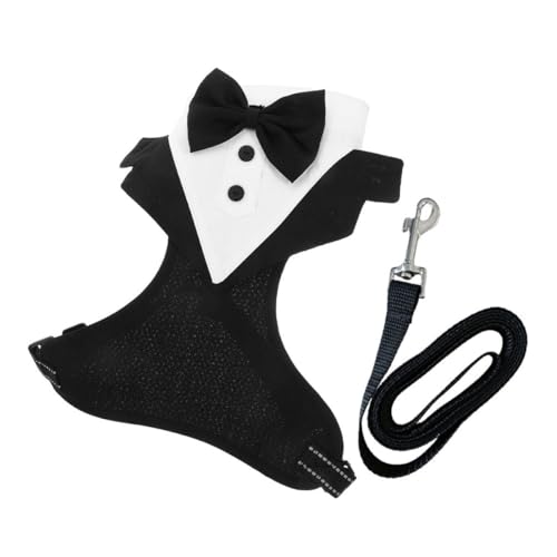 BESTonZON 1 Satz Tuxedo Hundegeschirr mit Leine Haustier Outfit für Hochzeiten Partys und Besondere Anlässe Verstellbare Auffälliges Design für Optimale Sichtbarkeit von BESTonZON