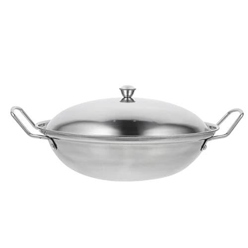 BESTonZON 1 Set Edelstahl-Wok-Pfanne Mit Griff Deckel Antihaft-Pfannen Pfannen Suppentöpfe Kochgeschirr Für Gas-Induktion Oder Elektroherd 25 4 Cm von BESTonZON