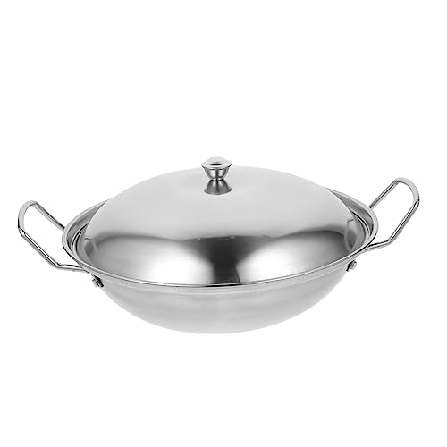 BESTonZON 1 Set Edelstahl-Wok-Pfanne Mit Griff Deckel Antihaft-Pfannen Pfannen Suppentöpfe Kochgeschirr Für Gas-Induktion Oder Elektroherd 25 4 Cm von BESTonZON