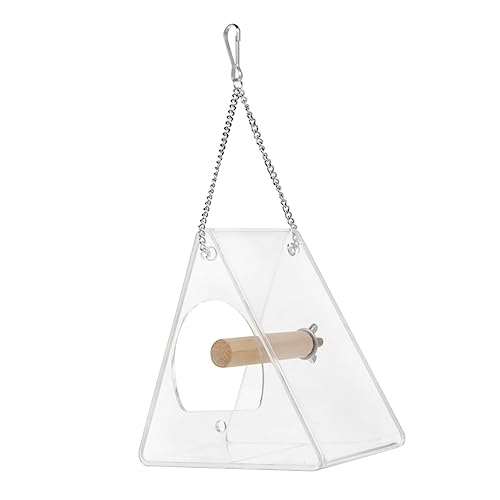 BESTonZON 1 Stück Dreieckser Vogelhäuschen Birdfeeder Hängende Vogelhäuschen Klein Vogelfutterdeck Im Freien Futterspender Futternapf Für Vögel Vogelfütterer Hängender Fressnapf Weiß Acryl von BESTonZON
