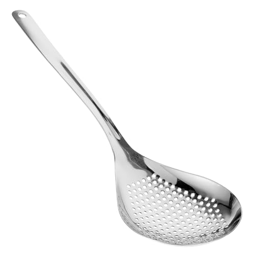 BESTonZON 1 Stück Edelstahl-Sieb Teesiebe Locher Serviergeschirr-Set Metall-Servierlöffel Schaumkelle Spatel Edelstahl-Suppenlöffel Praktische Siebschaufel Silber von BESTonZON