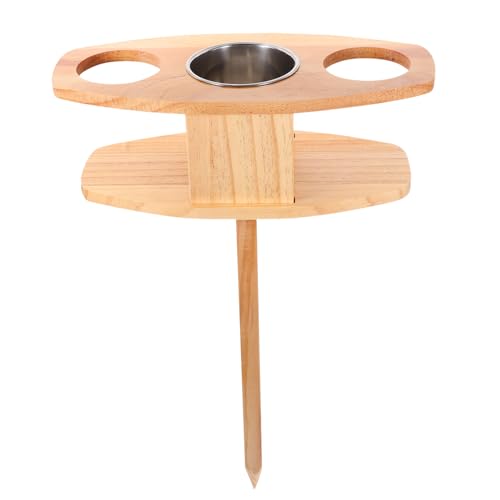 BESTonZON 1 Stück Tragbares Weinglas Strandtisch Falten tragbarer Tisch Weintisch im Freien Kleiner Außentisch Klapptisch im Freien Faltbarer Tisch im Freien Terrassentische für draußen Holz von BESTonZON