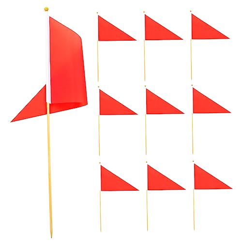 BESTonZON 10 Stück Flagge Flagge Bodenmarkierungsfahnen tragbar Gartenbewässerungsfahnen im Freien Farbe groß beschreibbare Gartenflaggen Hilfsmarkierungsfahnen Bambus rot von BESTonZON