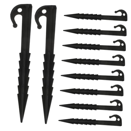 BESTonZON 10 Stück Teiliges Kunststoff Zeltnägel Schwarz Robuste Outdoor Zelt Heringe Vielseitige Befestigung für Zelt Sonnensegel Pavillon Windfeste Langlebige Kunststoff Erdanker von BESTonZON
