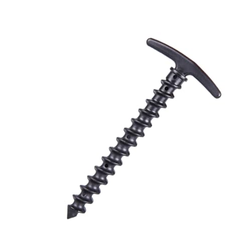 BESTonZON 10 Stück Teiliges Schraubheringe Robustem Nylon Wetterfeste Zeltpflöcke für Schnee und Matschboden Stabile Camping Erdanker für Zelte Pavillons und Gartenbefestigung Schwarz von BESTonZON