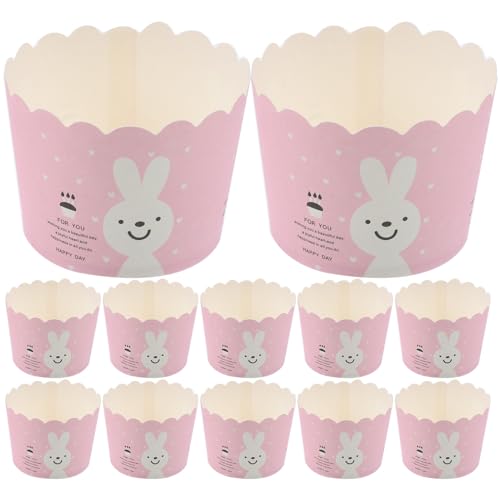 BESTonZON 100 St¨¹cke Papier Cupcake Backbecher Cupcake- Liner Fettdichter Cupcake Wrapper rosa Hase Muster Muffinbecher f¨¹r Kuchenb?llchen Muffins Cupcakes Und S¨¹?igkeiten von BESTonZON