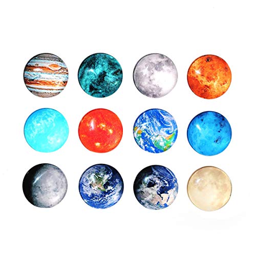 BESTONZON 12 stücke Cosmic Moon Planet Serie Magnete Whiteboard Magneten Runde Glas Nette Kühlschrankmagnete Aufkleber Home Kitchen Decor von BESTonZON