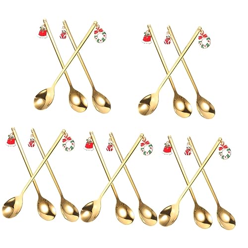 BESTonZON 15 Stk Weihnachtslöffel-set Eislöffel Küchenlöffel Geschirr Aus Metall Kaffeelöffel Umrühren Marmeladenlöffel Honiglöffel Suppenlöffel Scoop Rostfreier Stahl Weihnachten Esslöffel von BESTonZON