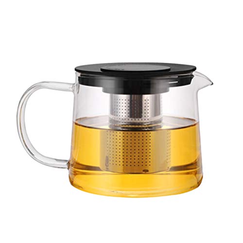 BESTonZON 1500 ml Glas Teekanne Teebereiter Glaskanne Edelstahl mit Infuser Teesieb Hitzebeständige für Tee Kaffee Teeblumen Teerosen (Transparent) von BESTonZON