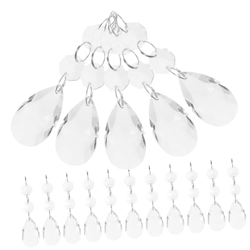 BESTonZON 16 Stück Kristallanhänger Teilig Kristallglas Tropfen mit Facettierten Perlen Hängende Deko für Fenster Kronleuchter Hochzeit und Innenbereich Transparent Vielseitig Einsetzbar von BESTonZON