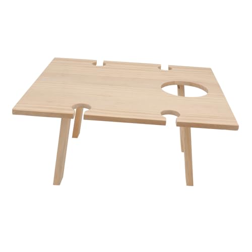 BESTonZON 1Stück Faltbarer Weintisch Tragbarer Picknicktisch mit Glashalter für Outdoor Aktivitäten für Camping Gartenpartys und Weinfestivals von BESTonZON