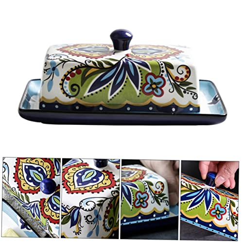BESTonZON Keramik Butter Box Mit Deckel Für Lebensmittel Aufbewahrung Käsedose Keramikschale Snack Container Keeper Für Küche Esszimmer von BESTonZON