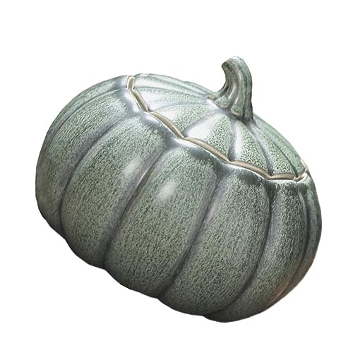 BESTonZON Keramik Vorratsdose Kürbisform mit Deckel Luftdicht Teedose Kaffeedose Zuckerdose Bonbondose Aufbewahrungsdose für Tee Gewürz Getreide Lebensmittel Grün von BESTonZON