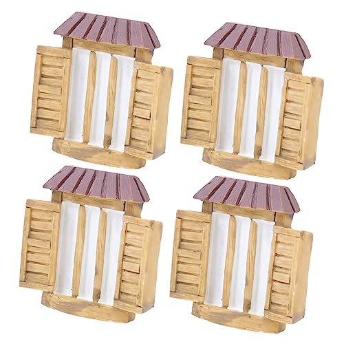 BESTonZON 2 Sätze Harzfensterzubehör Dekorationen Outdoor- Fee Im Freien Miniaturen Mini-Fenster Aus Harz Mini-fensterharz Miniaturfenster Zum Basteln Harzverzierungen Braun 4 Stück * 2 von BESTonZON