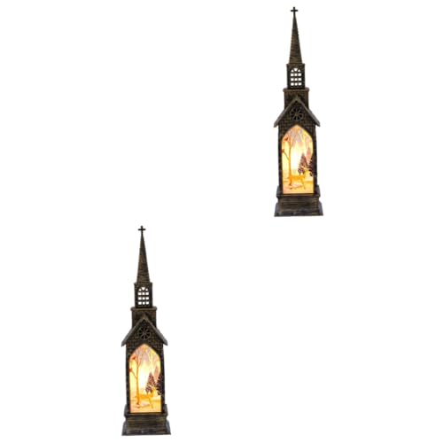 BESTonZON 2 Stck LED Weihnachtsdeko LED Windlicht Klein Leuchtend Weihnachtsbaum Dekoration Tischlampe für Schlafzimmer und Party von BESTonZON