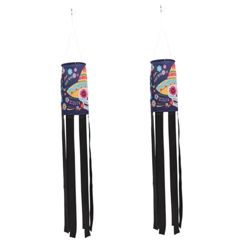 BESTonZON 2 Stck. Day Of The Dead Windsack Flag Outdoor Flaggendekor Leicht und Langlebig Gruselige Halloween Party Banner für Garten und Haunted House Accessoire von BESTonZON