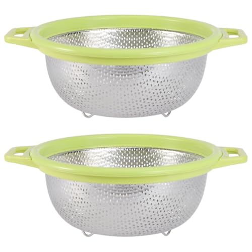BESTonZON 2 Stk Reiskorb Aus Edelstahl Wasserfilter Aus Edelstahl Sieb Schüssel Zum Waschen Von Reis Metallkorb Salatgemüse Metallkörbe Reisabtropfkorb Filterschale Pp Rostfreier Stahl von BESTonZON