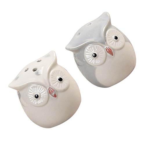 BESTonZON Keramik Eulen Gewürzdose 2 Stück Schwarz Weiß aus Keramik Vorratsdose für Gewürze und Kräuter Salz und Pfefferstreuer Aufbewahrung für Küche Restaurant Kochen Leicht zu Reinigen von BESTonZON
