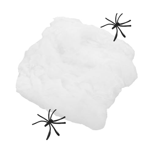 BESTonZON 2stücke Leuchtende Halloween-spinnennetze Mit Spinnen Dehnbare Spinnweben Für Innen Und Außenbereich DIY-Fenster Und Wanddekoration Gruselige Heimdekoration Für Halloween von BESTonZON