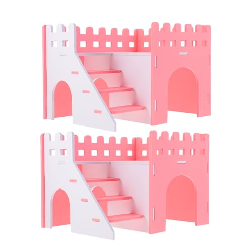 BESTonZON 2 Stück Hamsterhaus Doppelstock Robust Kratzfest Versteck mit Leiter für Kleintiere Wie Hamster Meerschweinchen Kleine Kaninchen Geräumiges Dekoratives Nagerhaus für Ruhe und BESTonZON 2 Stück Hamsterhaus Doppelstock Robust Kratzfest Versteck mit Leiter für Kleintiere Wie Hamster Meerschweinchen Kleine Kaninchen Geräumiges Dekoratives Nagerhaus für Ruhe und von BESTonZON