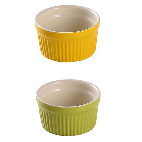 BESTonZON 2 Stücke Kochen Geschirr Gericht Form Backen Hause Runde Für Stil Dessert Pudding Küche Kreative Keramik Keramik Langlebig Servierschüssel Streifen Desserts von BESTonZON