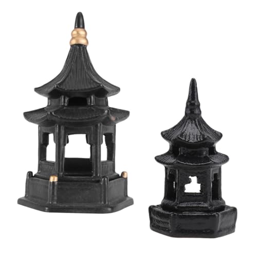 BESTonZON 2 Stück Keramik Pavillon Dekor Sechseckige Gartenornamente Realistische Micro Landschafts pavillons Langlebig Verblassungsfrei Sicher für Bonsai und Zen Garten Dekorativ für von BESTonZON