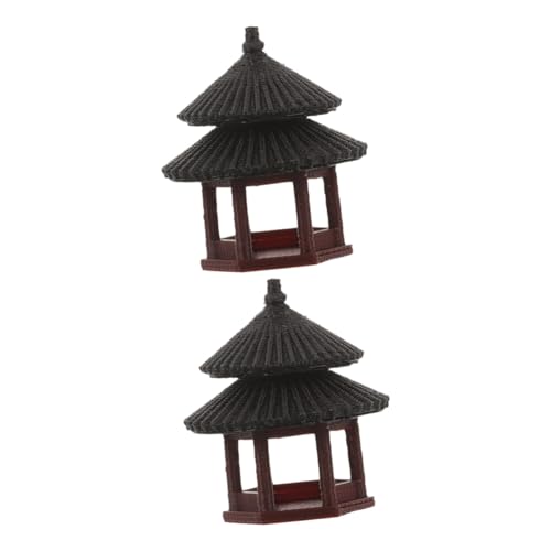 BESTonZON 2 Stück Pavillon Dekorationszubehör Aquarium Dekorationen Wassertank Bonsai Pavillon Modell Mini Pavillon Statue Desktop Ornamente Landschafts Pavillon Ornament von BESTonZON
