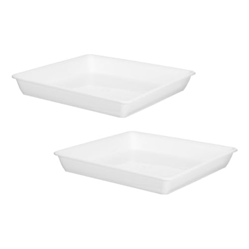 BESTonZON 2 Stück Pflanzuntersetzer Quadratisch Weiß Wetterfeste Dicke Kunststoff Blumentopf Tabletts mit Stabilem Boden Vielseitig Kompatibel für Balkon Bonsai Sukkulenten Pflanzenablauf von BESTonZON