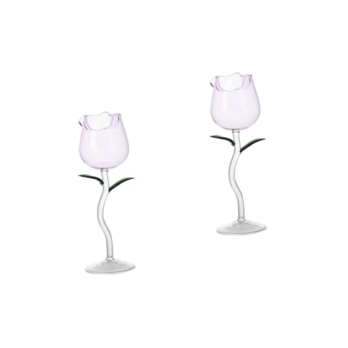 BESTonZON Blumenweinglas 2st Rosé Weinglas Stiel Martini-gläser Martini-becher Rose Cocktailglas Mousse Tasse Rosé Colada-glas Dessertbecher Aus Glas Kristallglas Trinkutensilien von BESTonZON