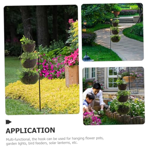 BESTonZON 2 Stück Rostbeständige Schäferhaken Hoher Gartenstab mit Gebogenem Haken für Laternen Vogelhäuser Pflanzkörbe Wetterfester Abnehmbarer für Outdoor Gartendeko und Hochzeit von BESTonZON