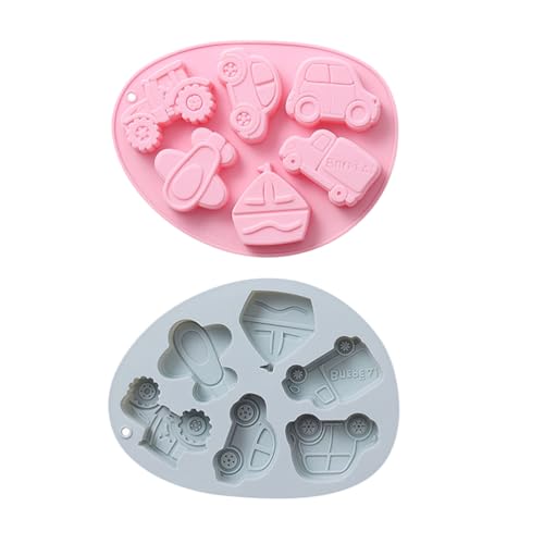 BESTonZON 2 Stück Silikon-Backform Fondant-Formen Schokoladen-Backwerkzeug Fahrzeug-Backform Formen Für Plätzchen Kuchenform Silikon-Muffinform Für Bäckerei Silikon-Fahrzeugform von BESTonZON