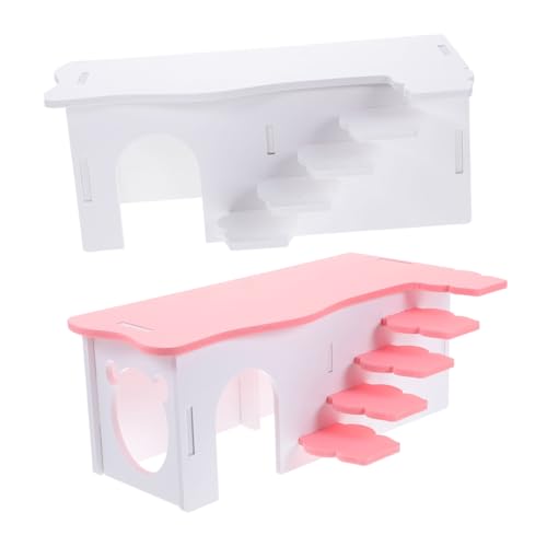 BESTonZON 2 Stück Teiliges Hamster Versteckhaus mit Leiter aus Stabilem Sicheres Nager Spielhaus für Hamster Meerschweinchen und Kleintiere Langlebiges Nest Schlafen für Kleine Haustiere von BESTonZON