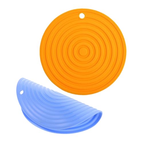 BESTonZON 2 Stück Teiliges Hitzebeständiges Isolierpad Rundes Topfschutzset für Küche und Esstisch rutschfeste Wärmedämm Matte für Heiße Pfannen Multifunktional als Haustier Futtermatte von BESTonZON
