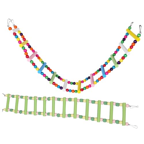 BESTonZON 2 Stück Teiliges Vogelkletterleiter aus Sicherem Holz Interaktives Vogelspielzeug mit Stabilem Design für Papageien Wellensittiche und Kleine Haustiere Einfach zu Montieren und von BESTonZON
