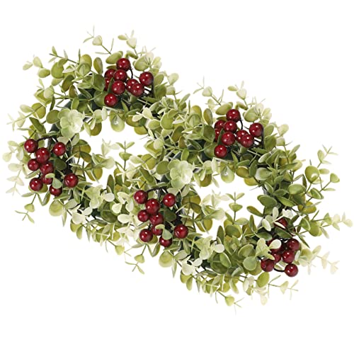 BESTonZON 2 Stücke Kerzenringe Kerzenkranz Beeren Eukalyptus Kerzen Kranz Ringe Beerenkranz Dekokranz Hochzeit Kerzenhalter für Stabkerzen Stumpenkerzen Frühlingsdeko Landhaus Deko von BESTonZON