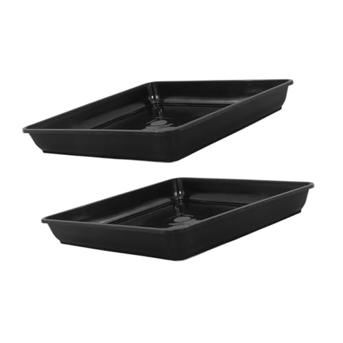 BESTonZON 2 Stücke Quadratische Pflanzuntersetzer Robustem Kunststoff Wasserfeste Blumentopf Untertassen für Balkon und Garten Wetterbeständig Stabiler Pflanzenschale mit von BESTonZON