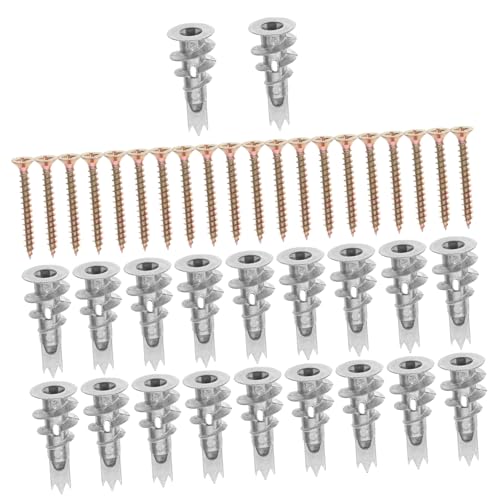 BESTonZON 20 Sätze Teiliges Selbstbohrendes Rigipsdübel Set mit Schrauben Spiral Design für Einfache Befestigung aus Zinklegierung und Eisen Stabile Hohlraumdübel für Trockenbauwände für von BESTonZON