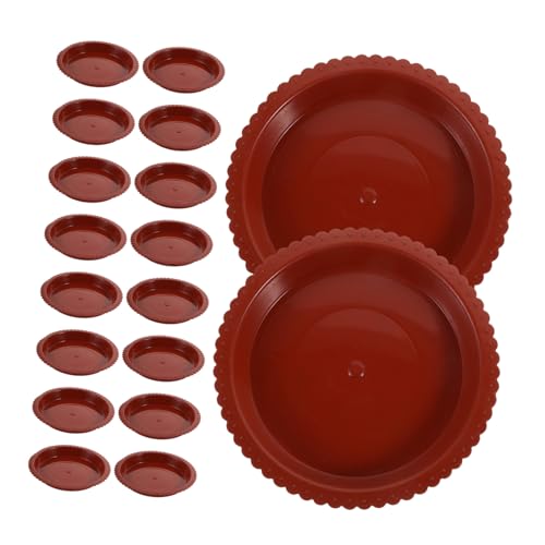 BESTonZON 24 Stück Teiliges Braune Runde Pflanzuntersetzer Kunststoff Wasserablauf-tabletts für Blumentöpfe Tropfschale für Balkon und Garten Schutz vor Wasserschäden für Kleine Pflanzen von BESTonZON