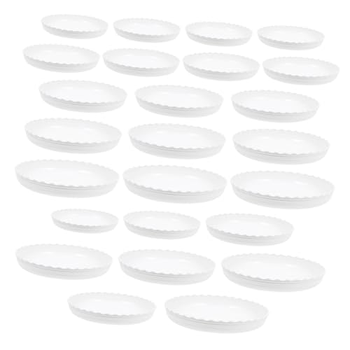 BESTonZON 25 Stück Blumentopf Tablett Tabletts Untertasse Bonsai-Tablett Stichworte Pads Blumenkugelbodenschale Unterschalen für Blumentöpfe kleines Blumentablett Pflanzschale Plastik Weiß von BESTonZON