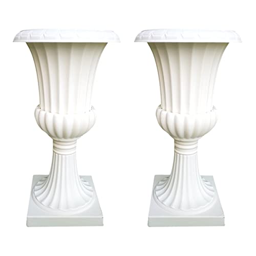 BESTonZON Groß 2 STK Luyin-blumentopf Römische Säulenverzierung Griechischer Urnenpflanzer Vintage Blumentopf Aus Kunststoff Urn Planter Gartenurne Weiß Plastik Braut Jahrgang Baumpflanzer von BESTonZON